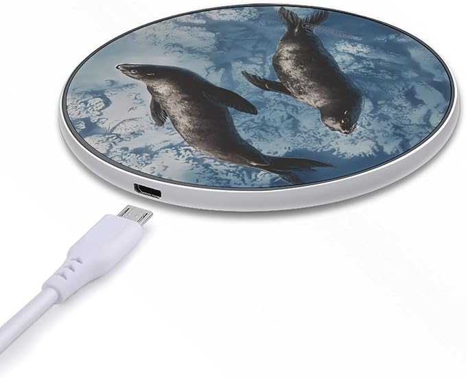 Sea Lions in Ocean Phone Charger Magnetic Charging Pad Anti-Slip with USB Cable