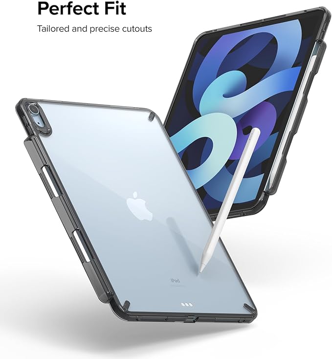 Ringke Fusion Compatible with iPad Air 11 Inch Case (M4 2026 &amp M3 2025 &amp M2 2024) Over Charge Prevention Cover with Pencil Holder for iPad Air 8th 7th 6th 5th 4th Generation - Smoke Black