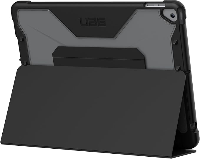 URBAN ARMOR GEAR UAG Designed for iPad 10.2 Case iPad 9th Generation 2021 iPad 8th Generation 2020 Black/Ice Rugged Clear Multi-Angle Viewing Folio Stand with Pencil Holder Plyo Protective Cover