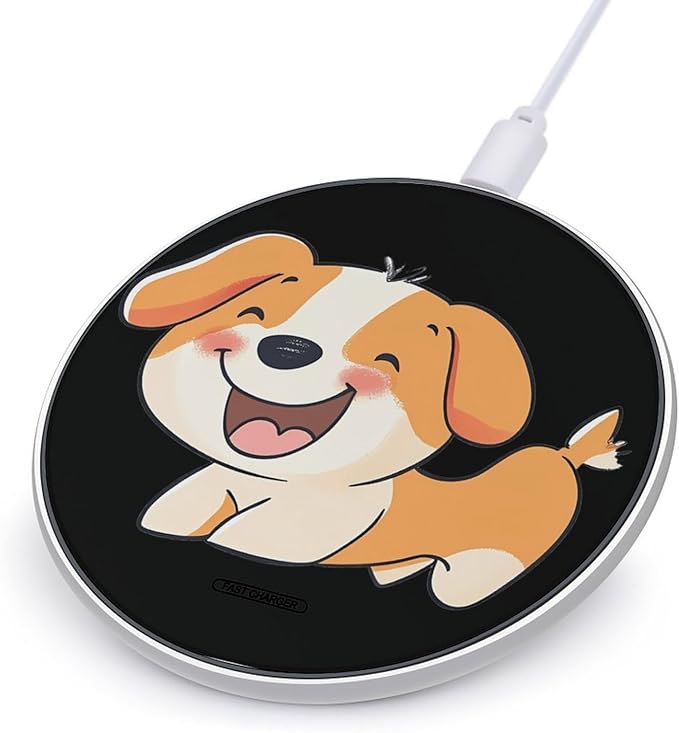 Happy Puppy Dog Phone Charger Magnetic Charging Pad Anti-Slip with USB Cable