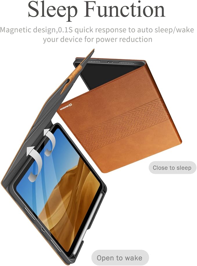 auaua Case for iPad mini 7 (A17 Pro 2024) / iPad mini 6 Case (2021) 8.3 inch with Pencil Holder Multiple Viewing Angles Magnetic Closure Auto Sleep/Wake (Brown)