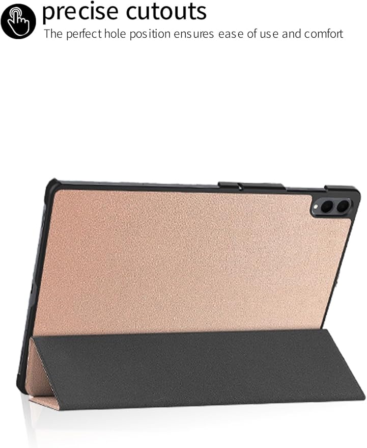 for Samsung Galaxy Tab S11 Ultra 2025 Android 14.6 Inch Tablet CaseBOVUGAC Tri-fold Tablet Case Cover for Galaxy Tab S11 Ultra 14.6Full Protection Premium PU Scratch Resistant.(Rose Gold)