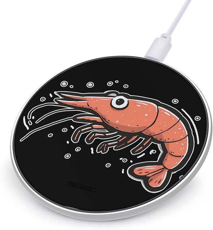 Cartoon Shrimp Phone Charger Magnetic Charging Pad Anti-Slip with USB Cable