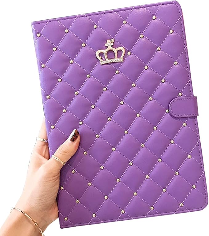 Cute Crown Case for iPad Air 3 10.5'' 2019/ iPad Pro 10.5'' 2017Pu Leather Rhinestones Elegant Smart Auto Sleep/Wake Stand Shockproof for Apple iPad 10.5'' Air 3/ iPad Pro 2017(Purple)