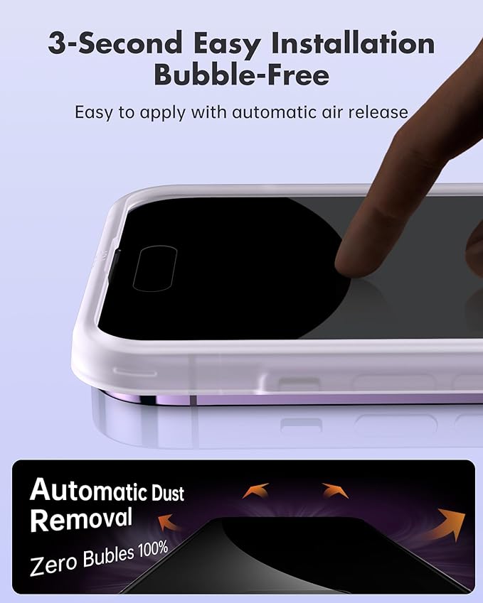 UNBREAKcable 4PCS Screen Protector for iPhone 14 Pro - 2 Privacy Tempered Glass+2 Clear Glass Double Shatterproof [Installation Frame] [9H Hardness] [Case Friendly] Anti-Scratch for iPhone 6.1 inch
