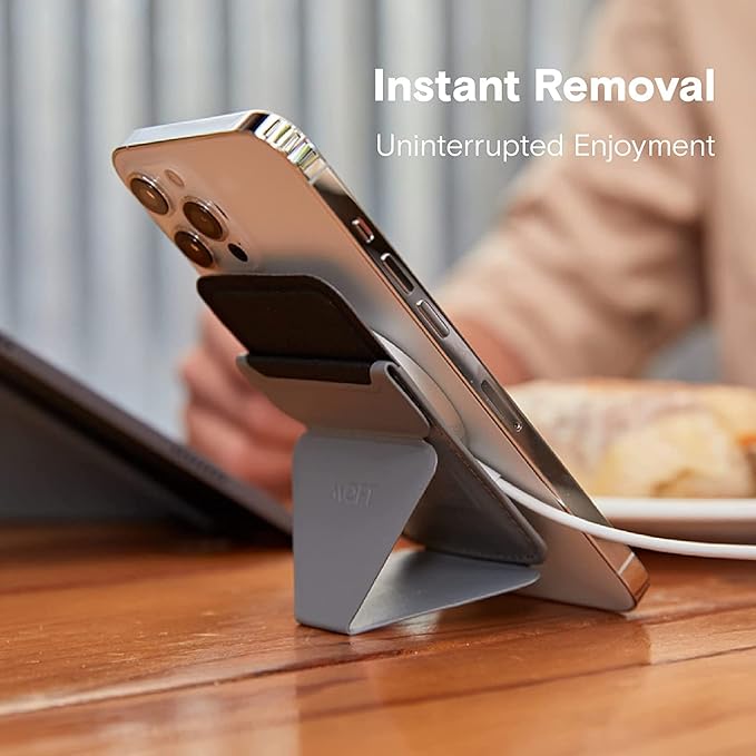 MOFT MagSafe Wallet Stand for iPhone 16/15/14/13/12 Series MagSafe Compatible Phone Stand with 3 Viewing Angles (Cool Gray)