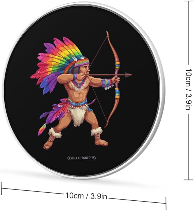 Colorful Native Americanes Wireless Charger Anti-Slip Wireless Charging Pad Slim Charger Mat for Men Women