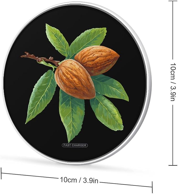 Almond Nut Fast Portable Charger 10W Funny Graphic Phone Charging Pad with USB Cable