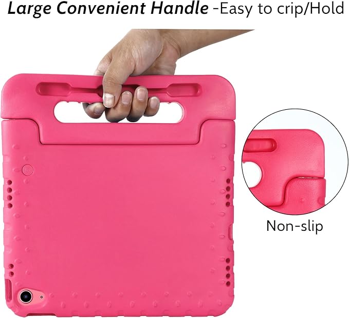 Dteck Kids Case for iPad 10th Generation 10.9 2022 With Pencil Holder Shockproof Rugged Lightweight EVA Handle Stand Child Proof for 10.9 Inch iPad 10th Gen Rose