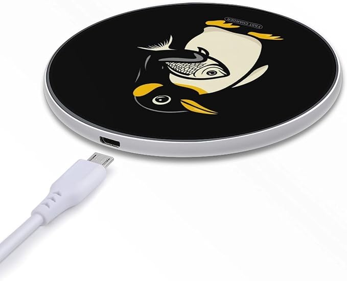 Penguins Carrying Fish Wireless Charger Anti-Slip Wireless Charging Pad Slim Charger Mat for Men Women