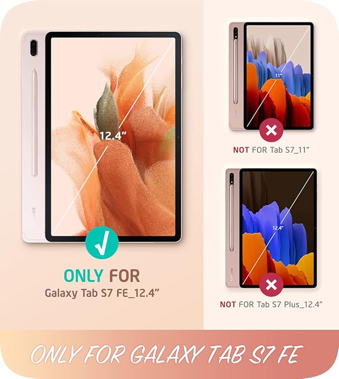 i-Blason Cosmo Case for Samsung Galaxy Tab S7 FE 12.4 2021 Release Only Full-Body Trifold with Built-in Screen Protector Protective Smart Cover with Auto Sleep/Wake &amp Pencil Holder (Marble)