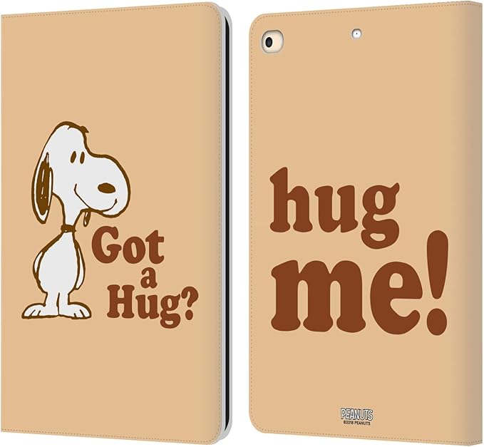 Head Case Designs Officially Licensed Peanuts Got A Hug Snoopy Hug Leather Wallet Case Compatible with Apple iPad 9.7 2017 / iPad 9.7 2018