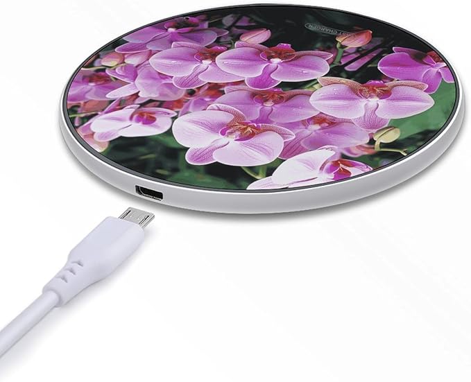 Orchids Wireless Charger Fast Wireless Charging Pad with USB Cable 10W Anti-Slip Magnetic Wireless Charger Portable Slim Charger Puck Travel Charging Station