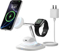 3 in 1 Magnetic Wireless Charger for Apple -Fast Charging Station Compatible with MagSafe for iPhone17-12 Apple Watch&ampAirPods Phone and Watch Charger Stand for Desktop Bedside Office (Elegant Wh