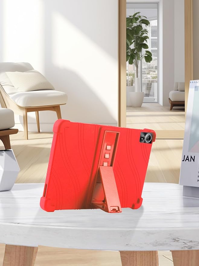 for Urao G140L 14 Inch Tablet CaseBOVUGAC Soft Silicone Adjustable Stand Shockproof Kids Friendly for Higrac G140L 14 Tablet(Red)