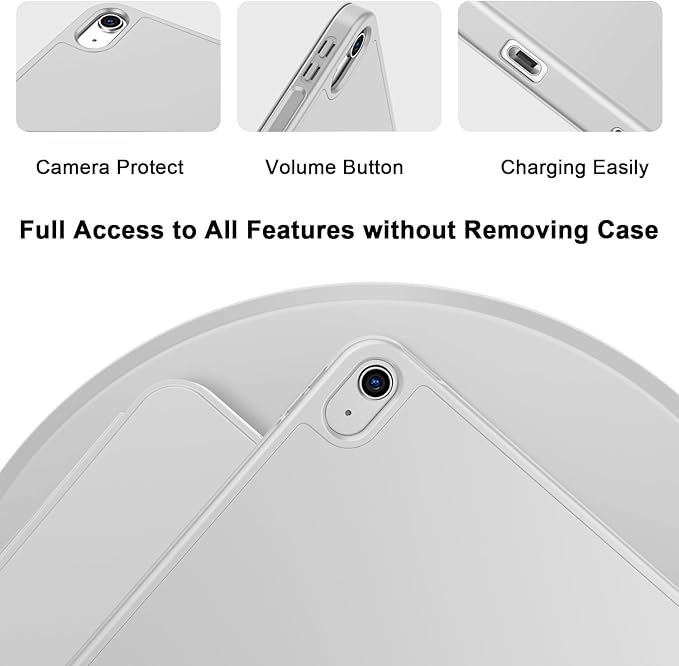 Case for iPad (A16) 11 Inch 2025/iPad 10th Generation 10.9 Inch 2022 Slim Trifold Stand Protective Cover with Pencil Holder and Soft TPU BackSupport Auto Sleep/Wake (Light Gray)