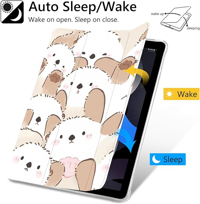 Cute Otter Case for iPad Pro 11-inch(M4) 2024 5th GenerationLovely Animal Printed Protective CasePencil Holder &amp Clear Soft TPU Back &amp Trifold Smart Tablet Cover (Model Number:A2836/A2837/A3