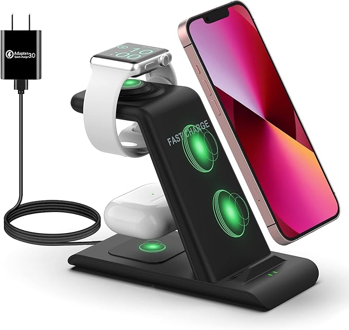 Foldable Wireless Charger Compatible for Samsung3 in 1 Charging Station for Galaxy Watch 7/Ultra/FE/6/5Galaxy S25/Ultra/S24/Z Flip 6/5/Fold 6/5Galaxy Buds 3/2/Pro Charger