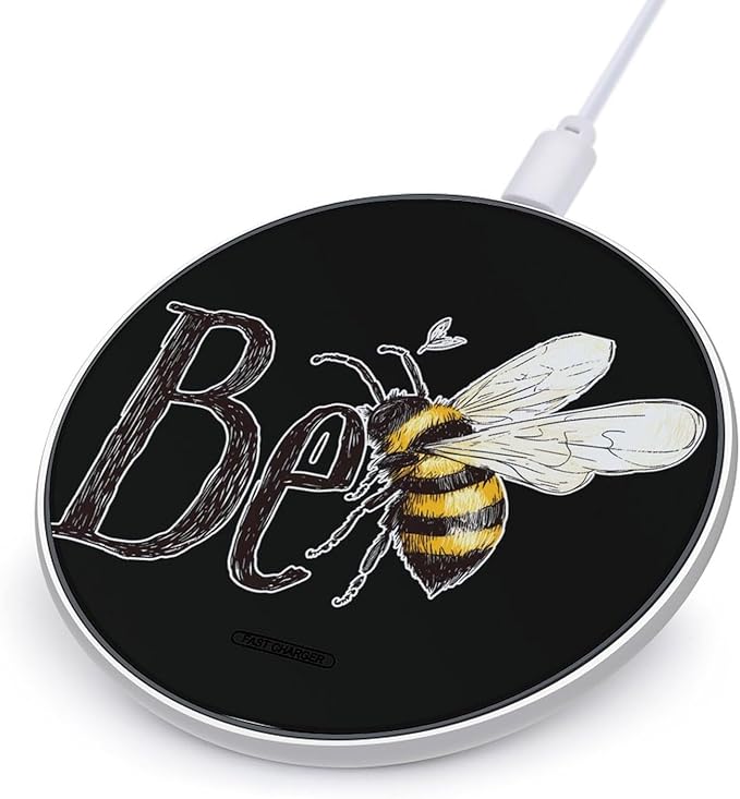 Hand-Drawn Bee Phone Charger Magnetic Charging Pad Anti-Slip with USB Cable