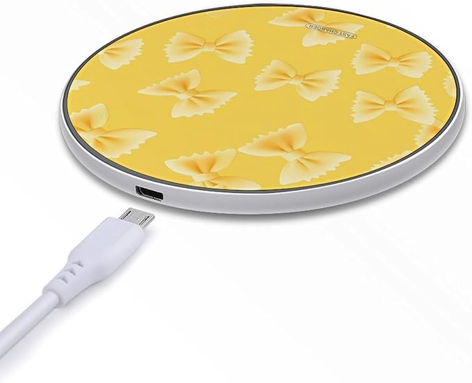 Farfalle Pasta Yellow Tie Phone Charger Magnetic Charging Pad Anti-Slip with USB Cable