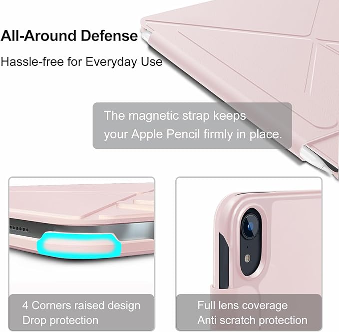 for iPad mini 7 A17 Pro Case(2024)iPad mini 7th/6th Slim Powerful Magnetic Case4 Standibg AnglesVertical Stand Coverwith Auto Wake/Sleep and with Pencil Holder (Pink iPad mini 6th/7th)