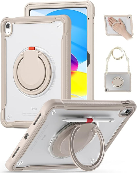 BRAECN for iPad (A16) 11th/10th Generation Case 11 inch 2025/10.9'' 2022 Handle Protective Cover 360 Rotating Ring Stand Shockproof Dropproof Case for Kids Kickstand &amp Pencil Holder &amp Shoulde