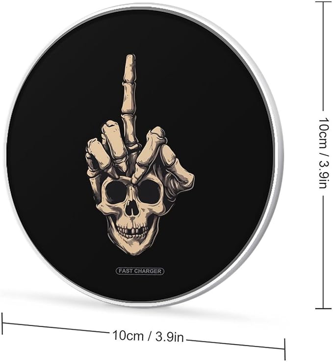 Skull Hand FCK-Off Wireless Charger Anti-Slip Wireless Charging Pad Slim Charger Mat for Men Women