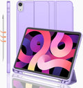 iMieet iPad Air 11 Inch Case M4/M3/M2(2026/2025/2024) iPad Air 5th/4th Generation Case 2022/2020 10.9 Inch with Pencil HolderTrifold Stand Smart Case with Soft TPU Back(Clove Purple)