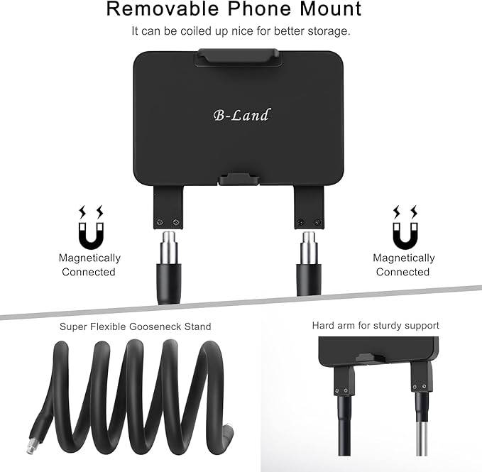 B-Land Upgrade Phone Holder for Bed Neck Phone Holder Gooseneck Cell Phone Holders Universal Mobile Phone Stand with Remote for Taking Videos &amp Group Photos (Black)