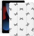 Cute Black Bow Kawaii for iPad Pro 11 Inch Case 4th/3rd/2nd Generation 2022/2021/2020 with Pencil Holder Auto Sleep/Wake White Leather Soft TPU Back Cover