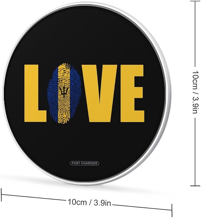 Love Barbados Flag Barbadian Fast Portable Charger 10W Funny Graphic Phone Charging Pad with USB Cable