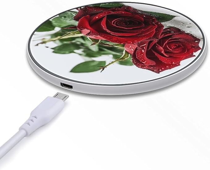 There is Water on The Flower Wireless Charger Fast Wireless Charging Pad with USB Cable 10W Anti-Slip Magnetic Wireless Charger Portable Slim Charger Puck Travel Charging Station