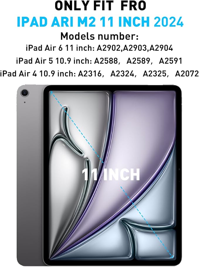 for iPad Air 11 Inch Case Waterproof M2 (2024) M3 (2025)Case for iPad Air 6th/5th/4th Gen (2024/2022/2020) Built-in Screen Protector 6.6FT Waterproof &amp 2.6FTDrop Protection (Purple)