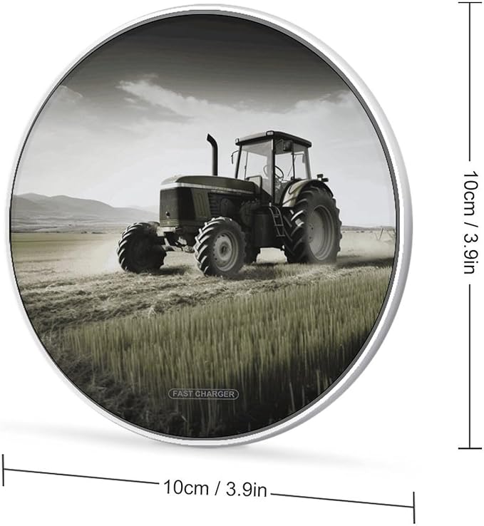 Tractor Agriculture Tranquil Wireless Charger Fast Wireless Charging Pad with USB Cable 10W Anti-Slip Magnetic Wireless Charger Portable Slim Charger Puck Travel Charging Station