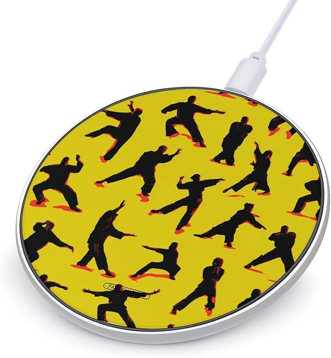 Martial Arts Silhouette Phone Charger Magnetic Charging Pad Anti-Slip with USB Cable