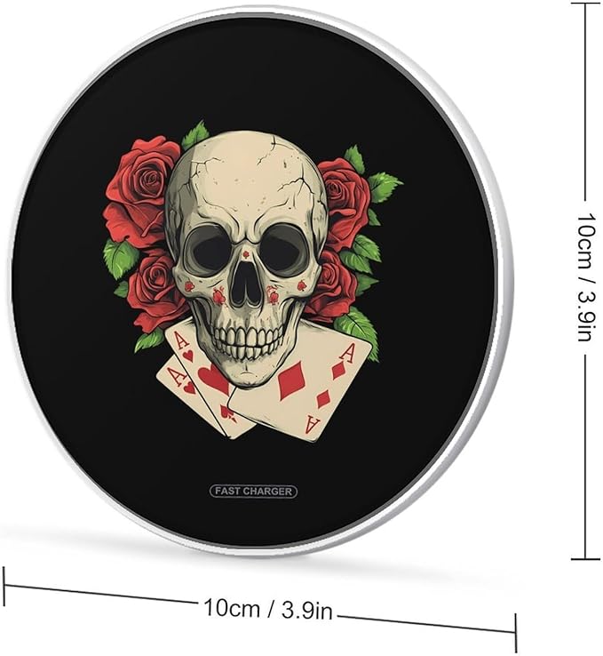 Acees Skull &amp Rose Wireless Charger Anti-Slip Wireless Charging Pad Slim Charger Mat for Men Women