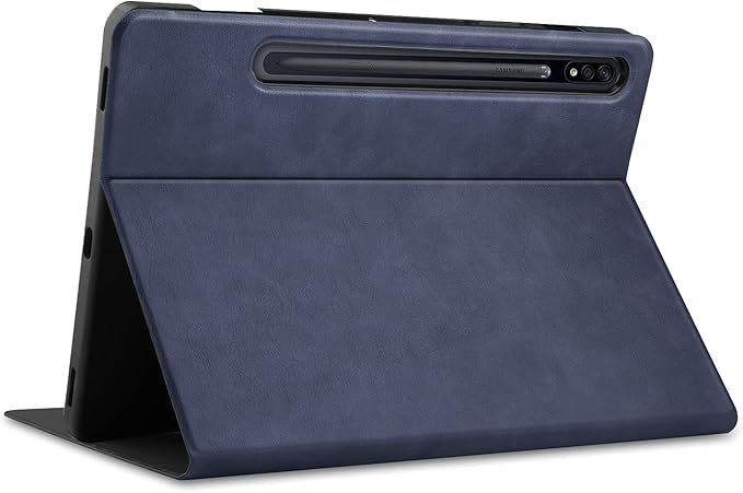 12.4 Case for Samsung Galaxy Tab S8 Plus/S8+ 2022/S7 FE 2021/Tab S7 Plus/S7+ 2020 (SM-X800/T730/T970) with S Pen Holder &amp [Auto Wake/Sleep] Premium PU Leather Folding Stand Cover Darkblue