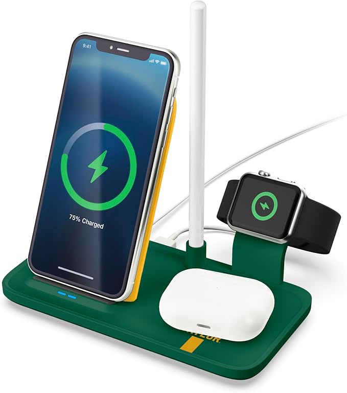 SOAR NCAA 4-in-1 Wireless Charging Docking Station: Fast Charge for iPhone Apple Watch Air Pods &amp Apple Pencil