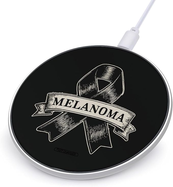 Melanoma Cancer Ribbon Fast Portable Charger 10W Funny Graphic Phone Charging Pad with USB Cable