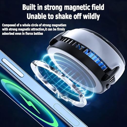 MEMO Magnetic Gaming Phone Cooler - Fast Wireless Charger 15W Portable Semiconductor Radiator Fan for iPhone/iPad/Android - Ideal for Gaming Live Streaming Vlogging - MagSafe Compatible