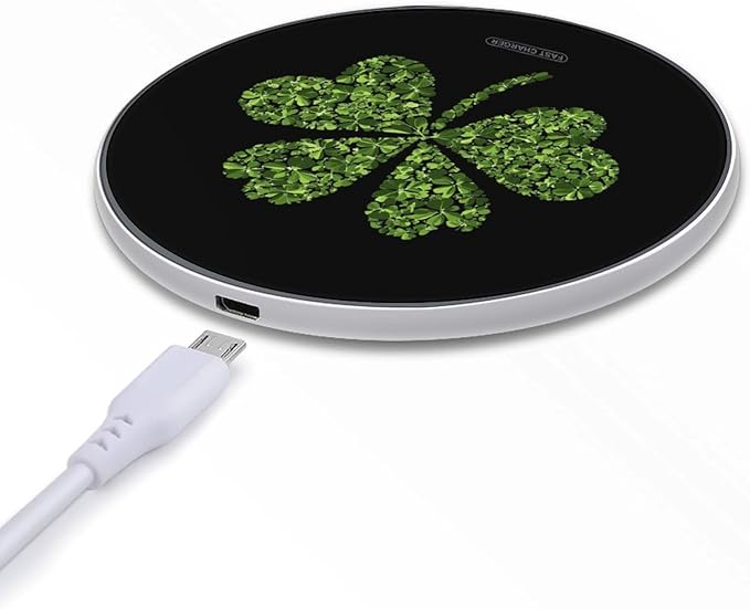 Clover St Pattys Day Leaves Wireless Charger Anti-Slip Wireless Charging Pad Slim Charger Mat for Men Women