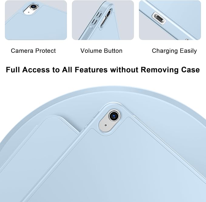 Case for iPad (A16) 11 Inch 2025/iPad 10th Generation 10.9 Inch 2022 Slim Trifold Stand Protective Cover with Pencil Holder and Soft TPU BackSupport Auto Sleep/Wake (Sky Blue)
