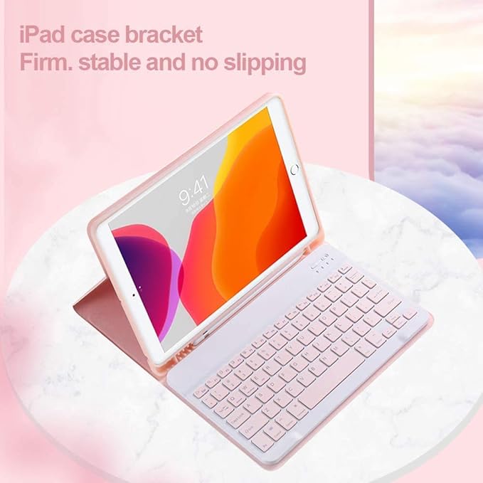 Keyboard Case for iPad Air 11 inch (M3 2025/M2 2024) with Mouse Case for iPad Air 5th/4th Gen with Keyboard Cover with Pencil Holder Pink