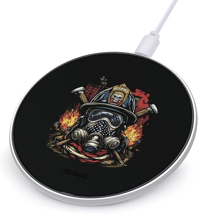 Firefighter Fireman Wireless Charger Anti-Slip Wireless Charging Pad Slim Charger Mat for Men Women