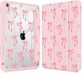 Case for iPad (A16) 11th Generation 11 Inch (2025) iPad 10th Generation 10.9 Inch (2022) Shockproof Cover with Clear Transparent Back Shell &amp Pencil Holder Pink Ribbon Bow