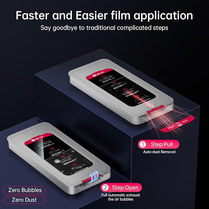 X-it 3-Pack HD Privacy Screen Protector for iPhone 16 Pro (6.3) 9H+ Tempered Glass Auto-Dust Removal Military Grade Protection Bubble-Free Full Coverage Case Friendly