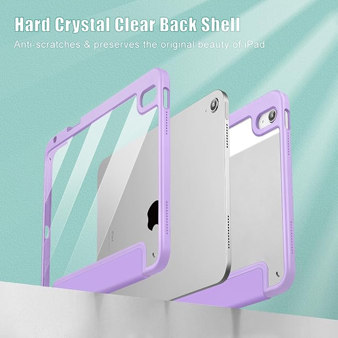 Tuiklol for iPad (A16 Chip) 11th Generation 11 inch 2025 / iPad 10th Generation 10.9 inch 2022 Case Buit in Pencil Holder with Clear Back Shell Cover Trifold Stand Auto Wake/Sleep Purple
