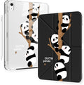 Cute Kawaii Panda for iPad Pro 11 Inch Case 4th/3rd/2nd Generation 2022/2021/2020 with Pencil Holder Auto Sleep/Wake Black Leather Acrylic Back Detachable Cover