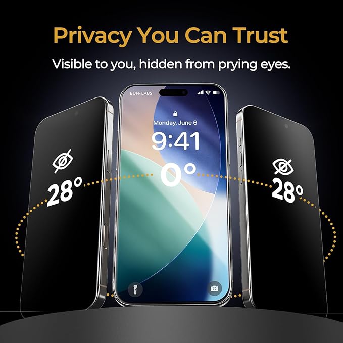 2-Pack Privacy Screen Protector for iPhone 17 Pro | iPhone 17 | iPhone 16 Pro [6.3”] Anti-Spy Tempered Glass with Auto-Alignment Kit - Confidential Filter Bubble-Free Case-Friendly