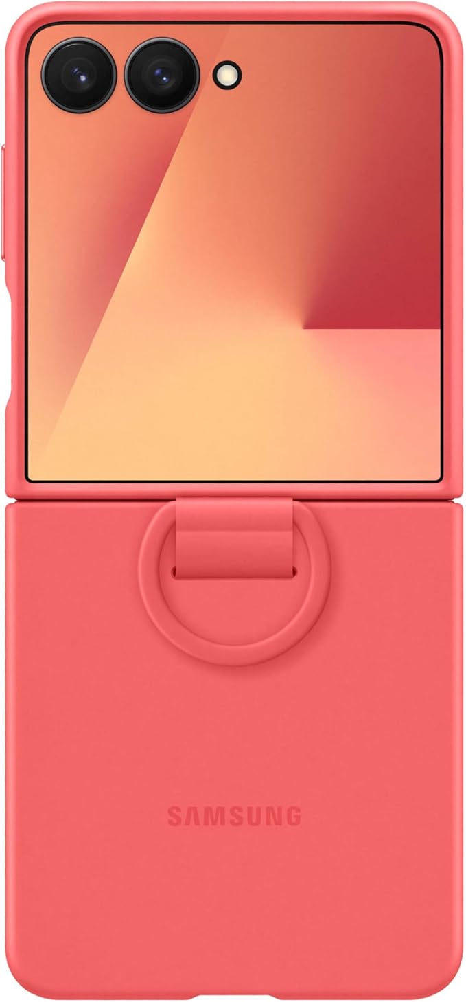 Samsung Galaxy Z Flip7 Official Ring Phone Case Silicone Easy to Carry Soft Sleek US Version Coral Red
